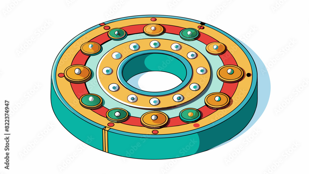 Poster A circular score sat on the music stand its outer edge adorned with intricate designs and patterns. Inside the circle smaller circles and dots formed. Cartoon Vector