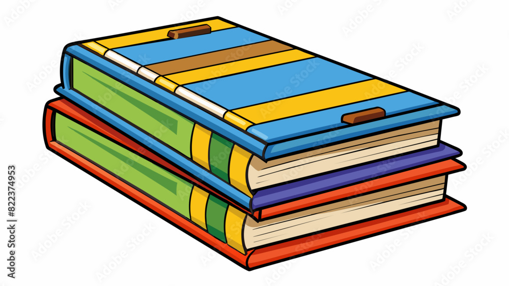 Poster A class of books bound with colorful covers filled with pages of information or stories used for reading and gaining knowledge or entertainment.. Cartoon Vector