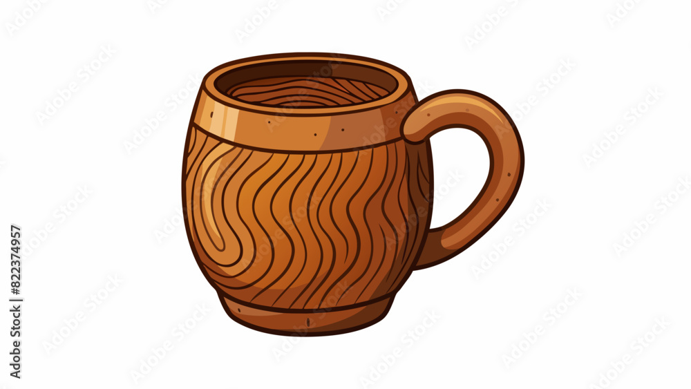 Poster a clay mug with a smooth rounded shape and a rich glaze. the handle is thick and sy comfortably fitt
