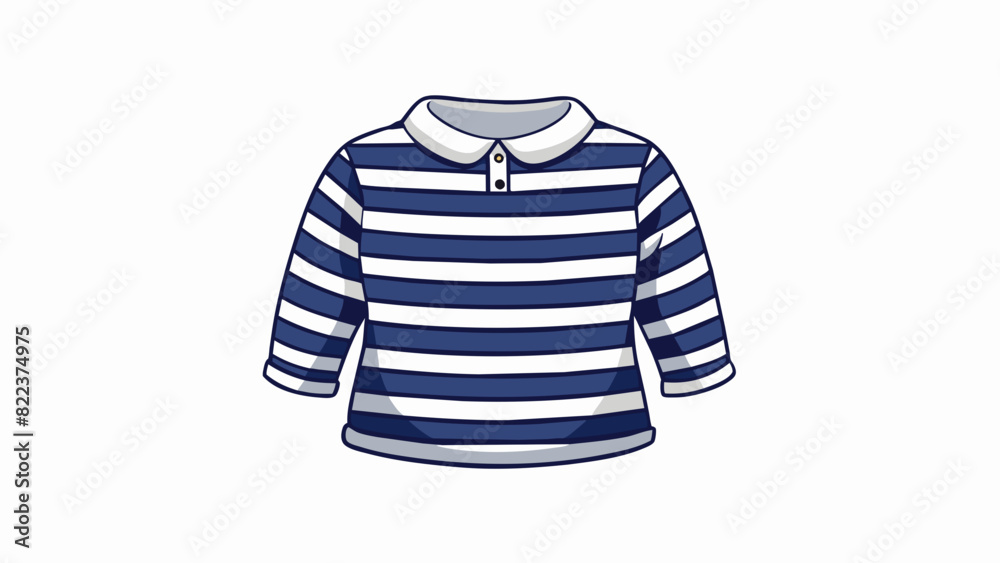 Poster a classic striped top in a navy and white color scheme made of crisp cotton material. it has a relax