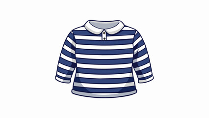 A classic striped top in a navy and white color scheme made of crisp cotton material. It has a relaxed fit and a collared neckline perfect for casual. Cartoon Vector