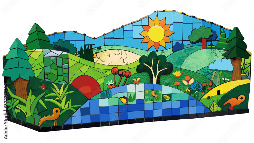 Poster a community art project participants will create a mosaic mural using recycled glass pieces. the mur