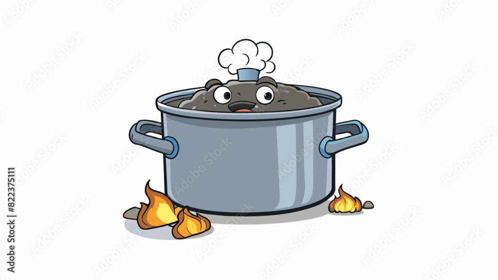 Poster a cooking pot with burnt food stuck to the bottom making it hard to clean and causing a lingering sm