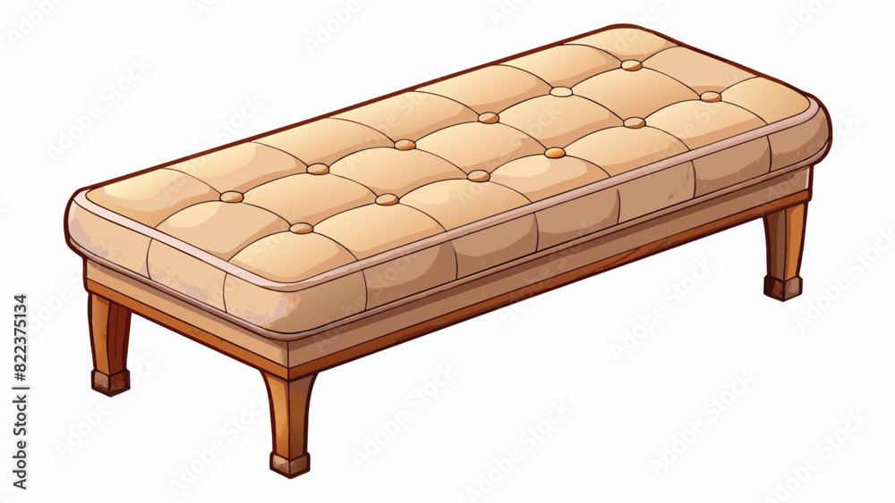 Poster a cozy cushioned bench upholstered in soft neutralcolored fabric featuring tufted detailing and slen