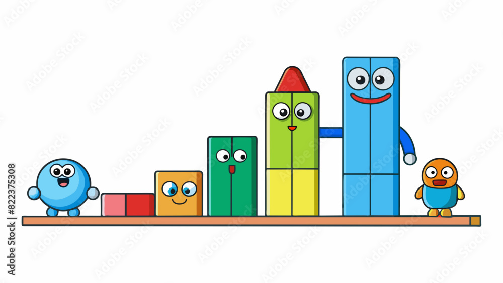 Aufkleber A display of toys arranged by size with the largest toy at the bottom and the smallest at the top.. Cartoon Vector
