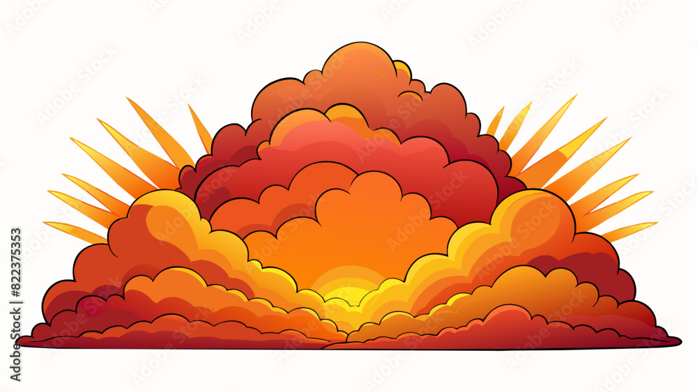 Poster a fiery sunset sky painted with hues of red orange and pink the clouds aglow with the last rays of s