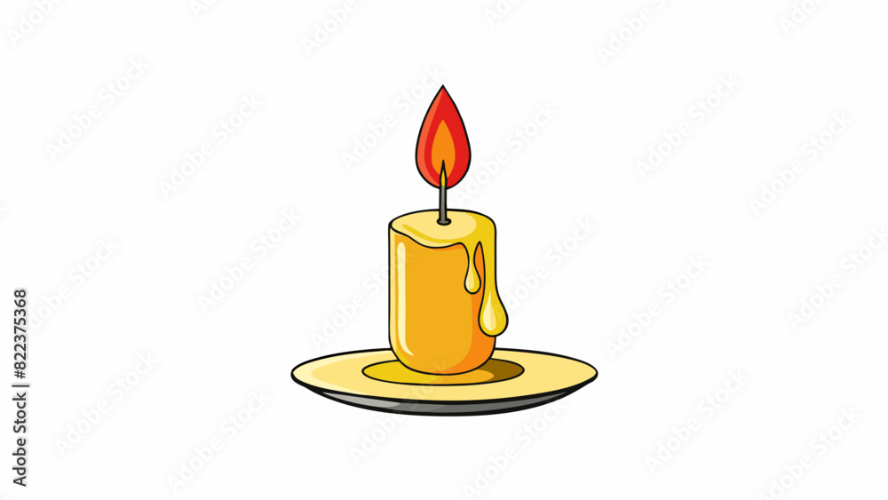 Aufkleber A drop of hot wax falling from a candle onto a smooth surface. The drop is molten and takes on a teardrop shape as it cools and hardens.. Cartoon Vector