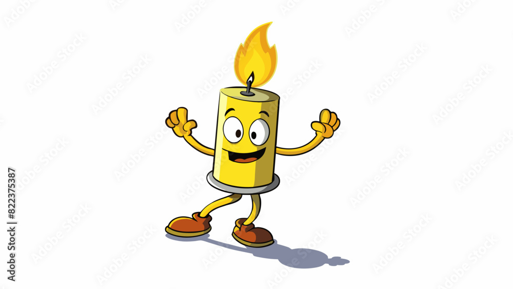 Poster A flickering candlelight casting dancing shadows on the walls adding a warm glow to the dark room.. Cartoon Vector