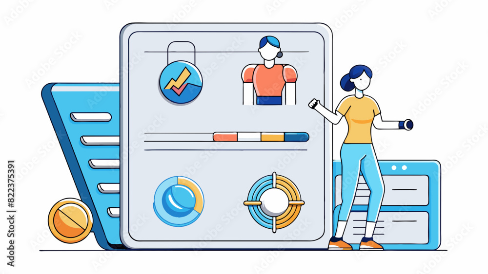 Fototapete A fitness tracker program that records and monitors daily exercise and nutrition. The objects in this program include a database of exercises which. Cartoon Vector