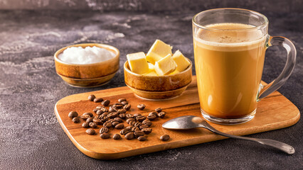Bulletproof coffee, blended with organic  butter and MCT coconut oil