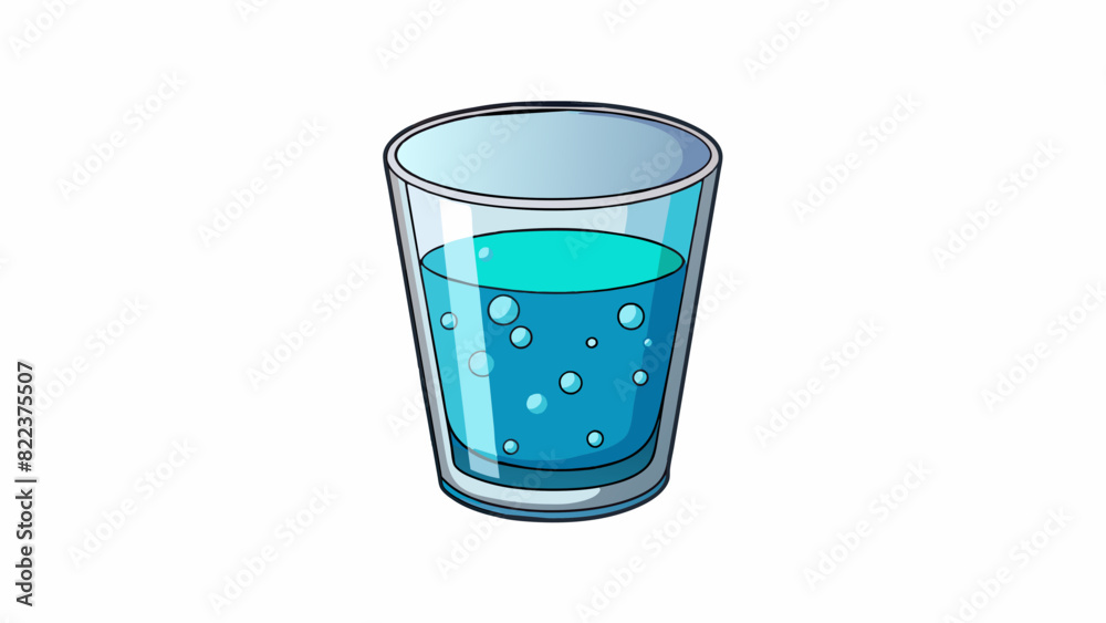 Poster A glass of water This object is a colorless liquid that takes the shape of its container. It is tasteless but has a distinct smell. It is transparent. Cartoon Vector