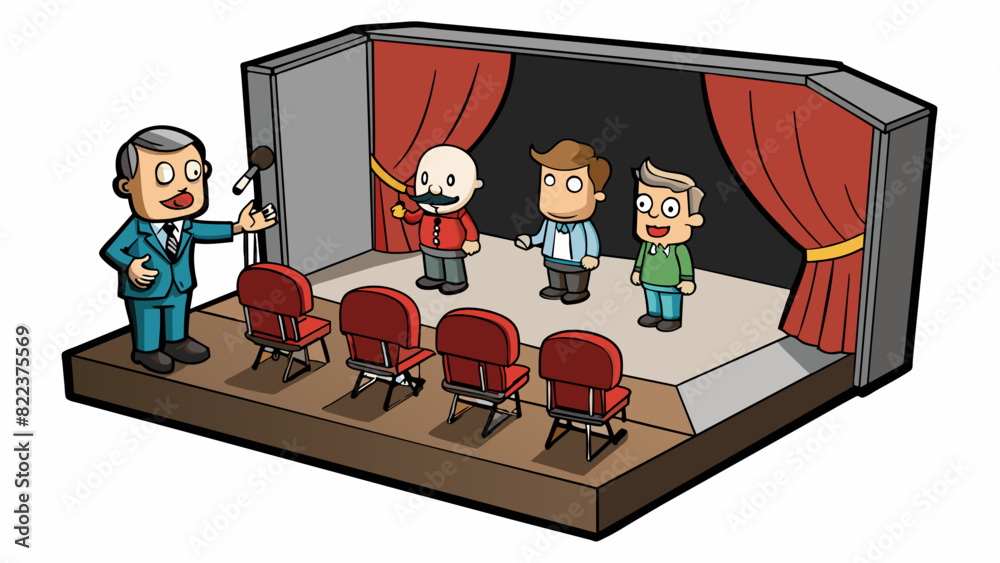 Aufkleber a group of actors rehearsing a scene in a small black box theater their voices projecting and emotio