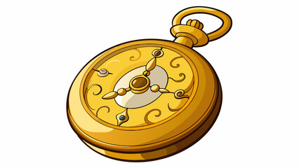 A glistening golden pocket watch with intricate engravings and a precision mechanism. Its value lies not only in its appearance but also in its. Cartoon Vector