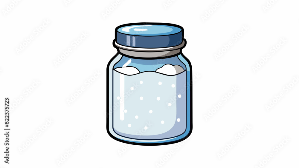 Poster a jar filled with fine powdery salt that appears almost pure white. it feels smooth and soft to the 