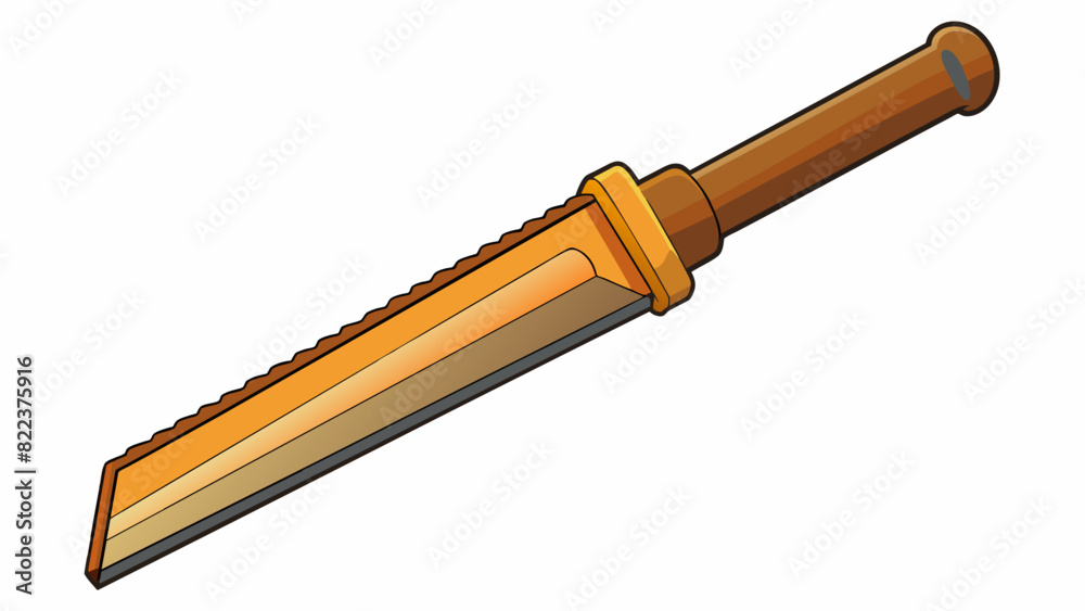 Poster A long cylindrical tool with a sharp edge at one end used for ting through materials such as wood or metal.. Cartoon Vector