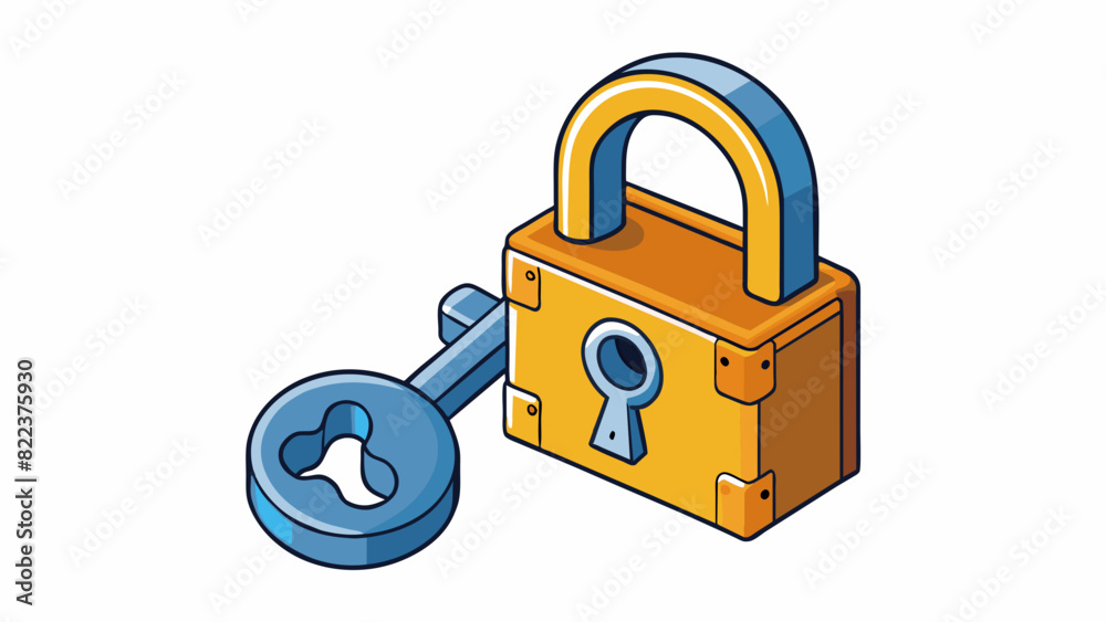 Poster A lock and key a small intricate mechanism with a special shaped piece that fits into a corresponding opening enabling the locking and unlocking of a. Cartoon Vector