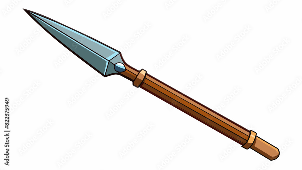 Poster A long pointed tool with a sharp metal end and a wooden handle.. Cartoon Vector