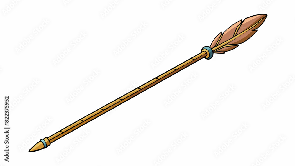 Aufkleber A long slender stick with a sharp point at one end and a feather attached to the other end. It has a smooth wooden texture and is used for writing or. Cartoon Vector