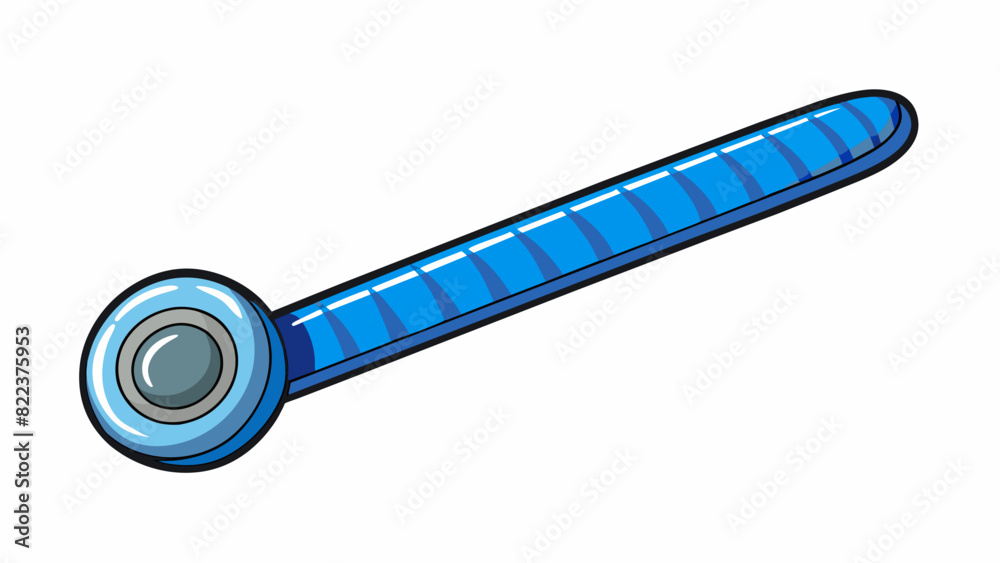 Fototapete A long slender button with a metallic blue sheen and a ridged texture. It is part of a dial and can be turned left or right to adjust its function.. Cartoon Vector