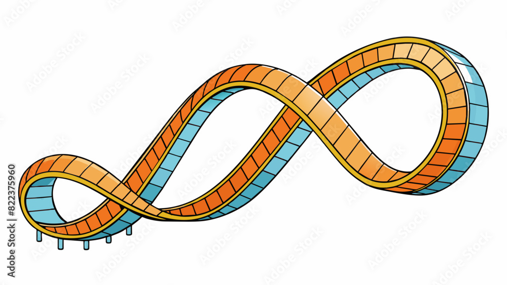 Poster A looped line drawn on a childs paper symbolizing a rollercoaster ride with its ups and downs and twists and turns.. Cartoon Vector