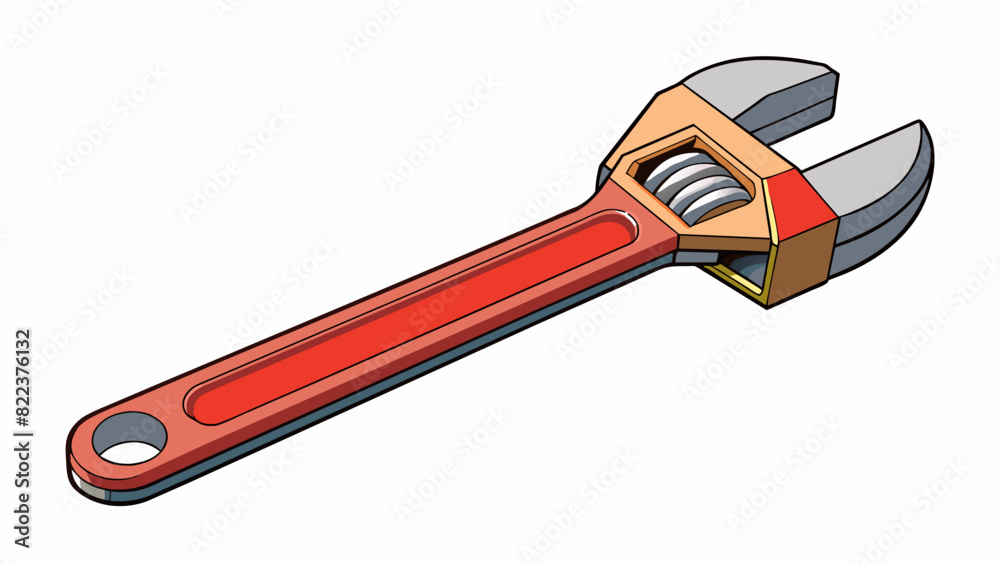 Poster an adjustable wrench with markings for different sizes used to tighten or loosen bolts and nuts of v