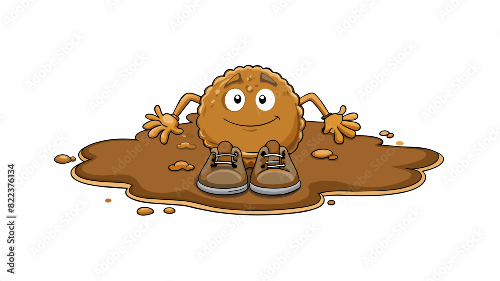 Poster a muddy ground after a heavy rain with thick brown mud oozing between toes and sticking to shoes. th