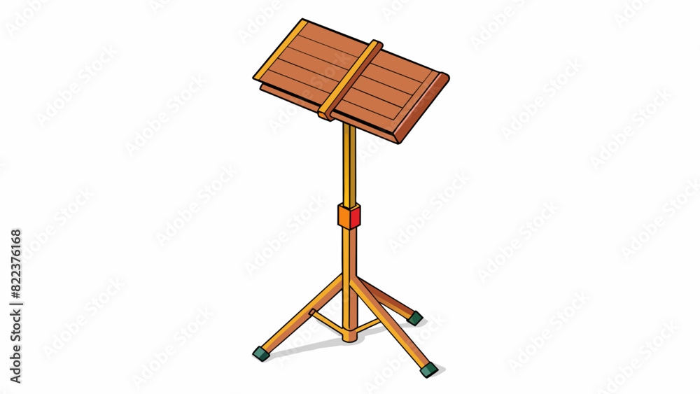 Aufkleber A music stand with adjustable height and tilt used for holding sheet music while playing an instrument. The different angles and heights represent the. Cartoon Vector