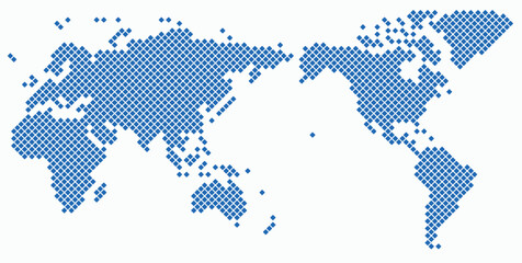Fototapeta premium Round edge square shape world map on white background.