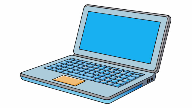 A midrange laptop computer with a 15inch screen standard keyboard layout and a touchpad for navigation. It has a basic processor and is suitable for. Cartoon Vector