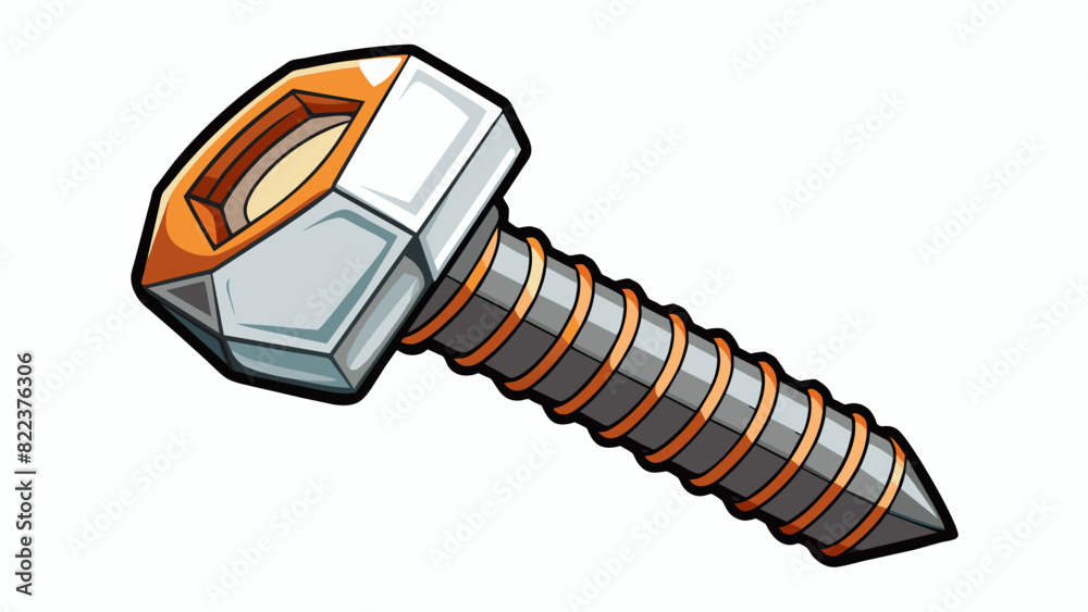 Poster An industrial screw with a hexagonal head and deep sharp threads. Typically used in construction this screw can withstand a large amount of torque and. Cartoon Vector
