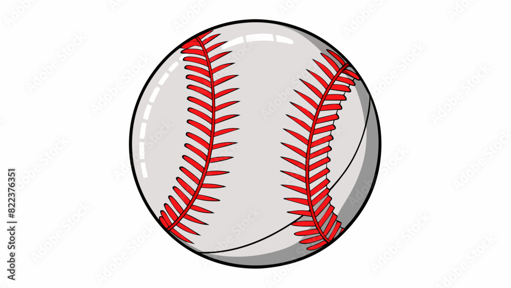 Poster an ovalshaped ball made of white leather with red stitching used in the game of baseball. it is hard