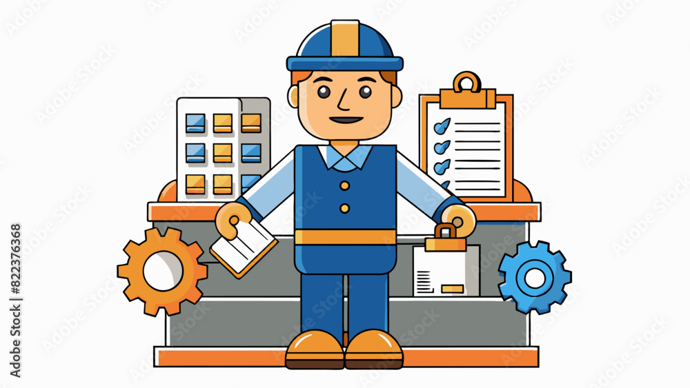Poster A organized staff member is like a welloiled machine efficiently completing tasks and keeping everything running smoothly.. Cartoon Vector
