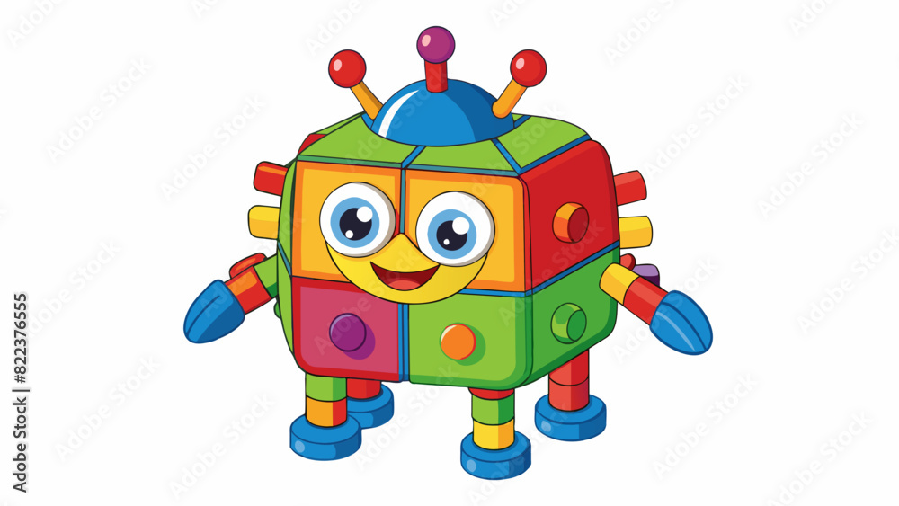 Poster A playful and colorful childrens toy designed to spark creativity and imagination. It is made from soft and durable materials with vibrant colors and. Cartoon Vector