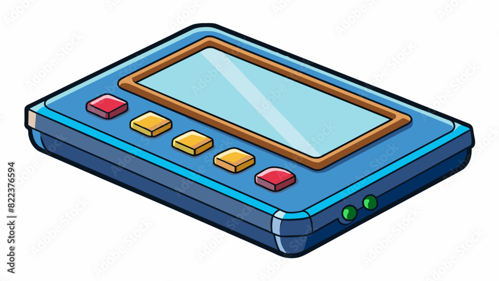 Fototapete A rectangular electronic device with a touch screen and multiple buttons.. Cartoon Vector