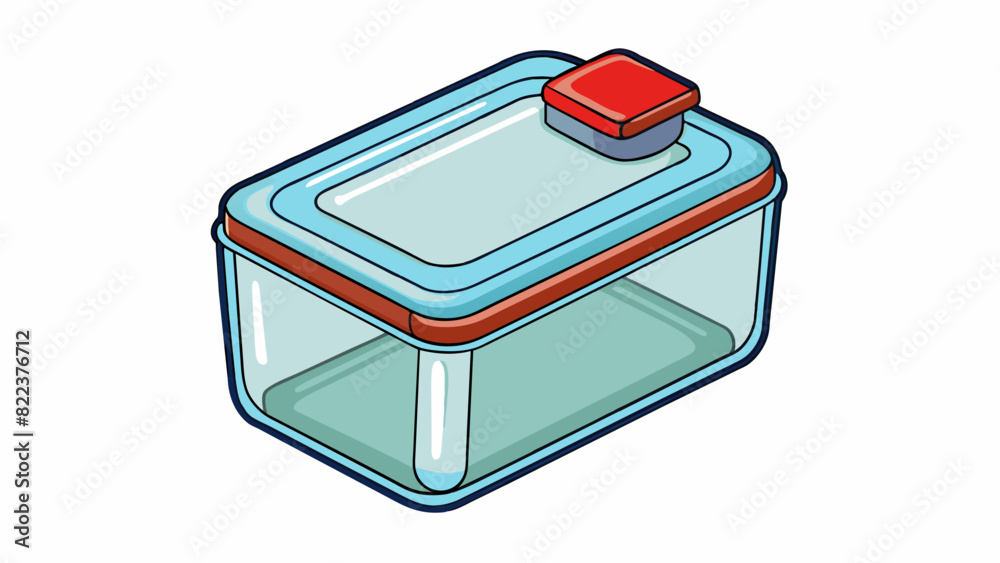 Aufkleber A rectangular container made of thick smooth glass. It has a curved handle and a tightlysealed lid at the top.. Cartoon Vector