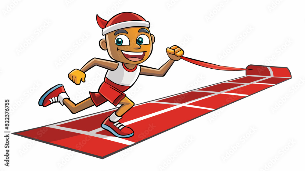 Poster A runner on a track starting at the beginning and moving steadily towards the finish line with each lap. As the runner gets closer to the end their. Cartoon Vector