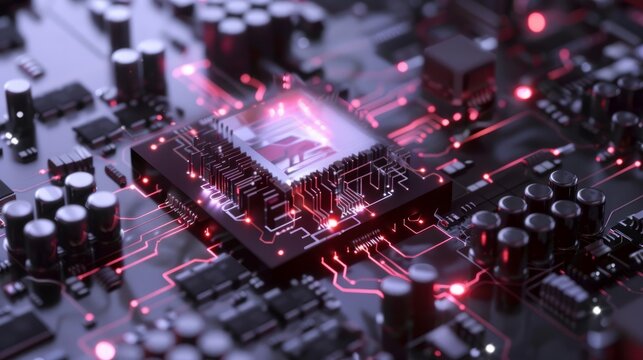 Quantum computer concept with CPU Processor quantum qubit intelligent computing technology