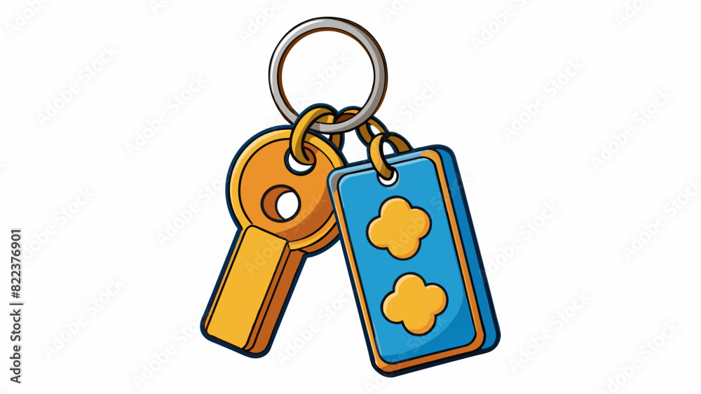 Poster A set of matching keys with the same shape and design hanging on a keychain.. Cartoon Vector