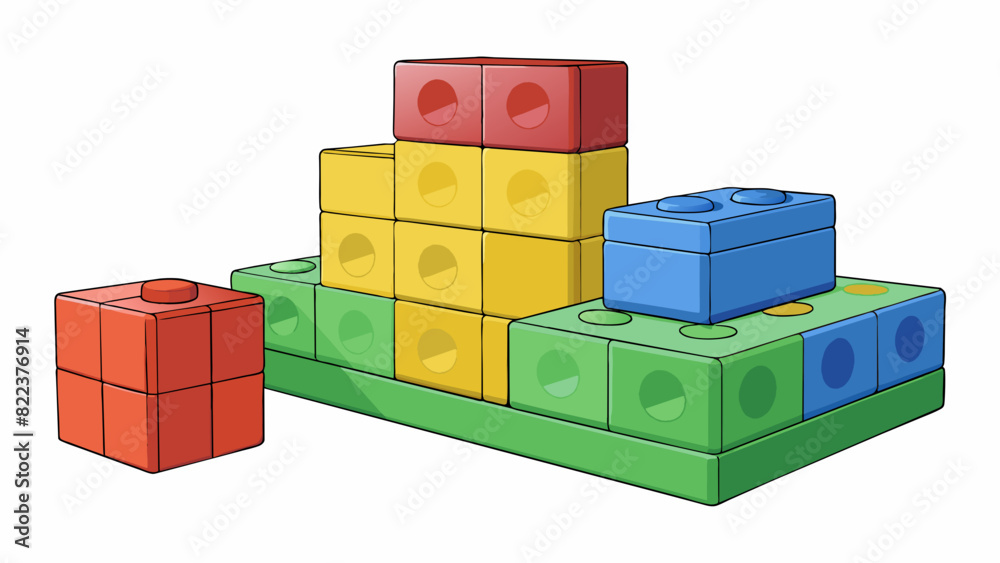 Poster A set of oversized foam blocks These fun objects are lightweight and stackable allowing for endless creativity and building possibilities. They come. Cartoon Vector
