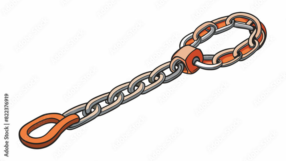 Poster A simple dog leash chain featuring a row of mediumsized metal links that connect to a sy handle. The chain is designed to be strong and durable able. Cartoon Vector