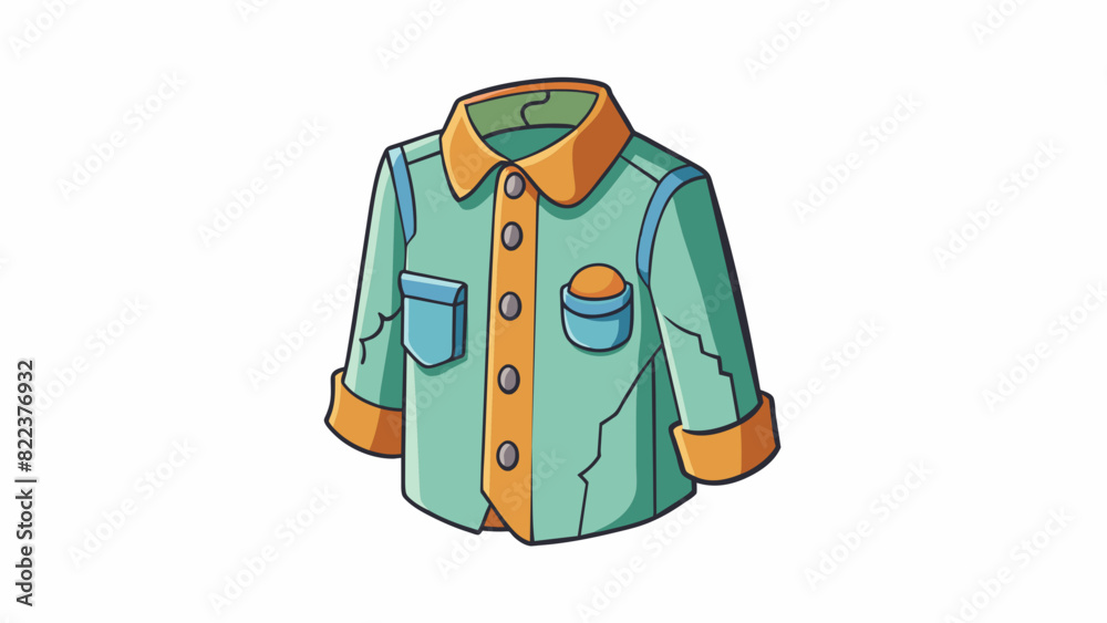 Poster A shirt with a missing button frayed seams and a faded color.. Cartoon Vector