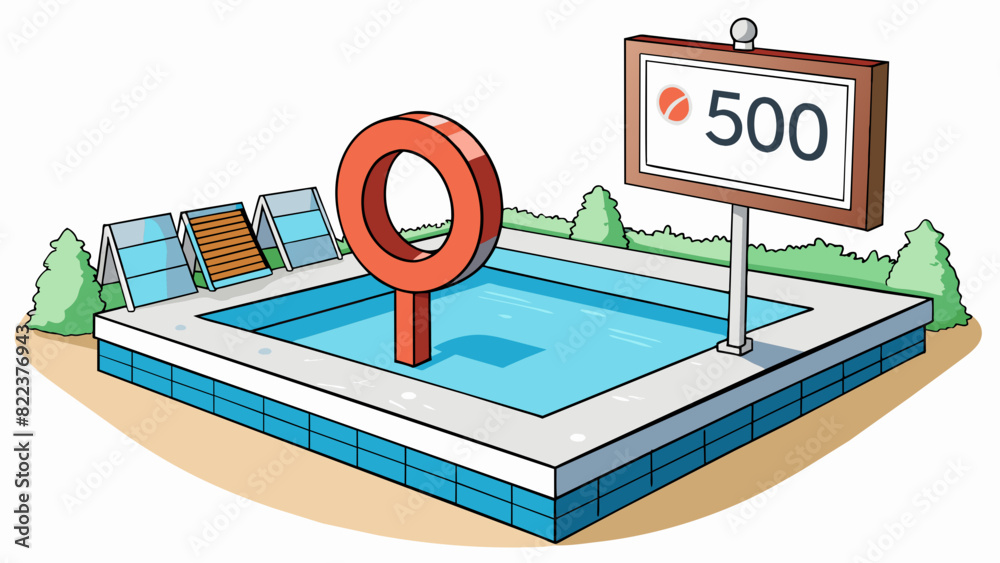 Poster A sign at the pool states the maximum number of people allowed in the pool at a time. This is the limit set to ensure the safety and comfort of all. Cartoon Vector