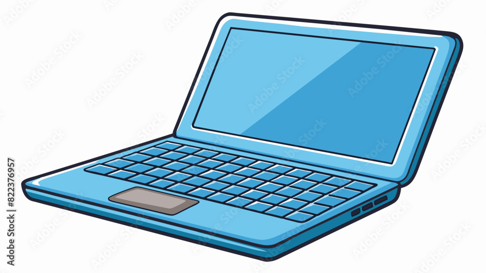 Poster A sleek and ergonomic laptop designed for portability and productivity. It has a slim and lightweight design with a backlit keyboard and a large. Cartoon Vector