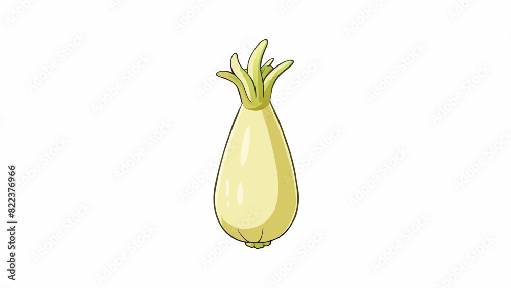 Poster A slender pale yellow vegetable with thin delicate skin. It has a subtle earthy flavor and can be enjoyed both raw and cooked.. Cartoon Vector