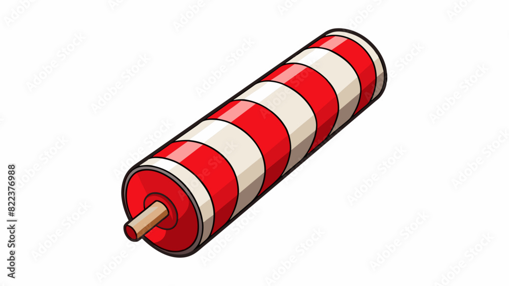 Poster A small cylindrical stick with a bright red and white striped pattern and a pleasant taste when ed on.. Cartoon Vector
