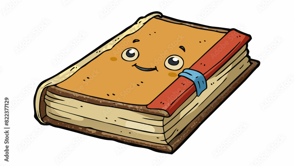 Poster A small faded mark on the corner of a book where a bookmark used to be p. The edges are worn and there are creases in the paper.. Cartoon Vector