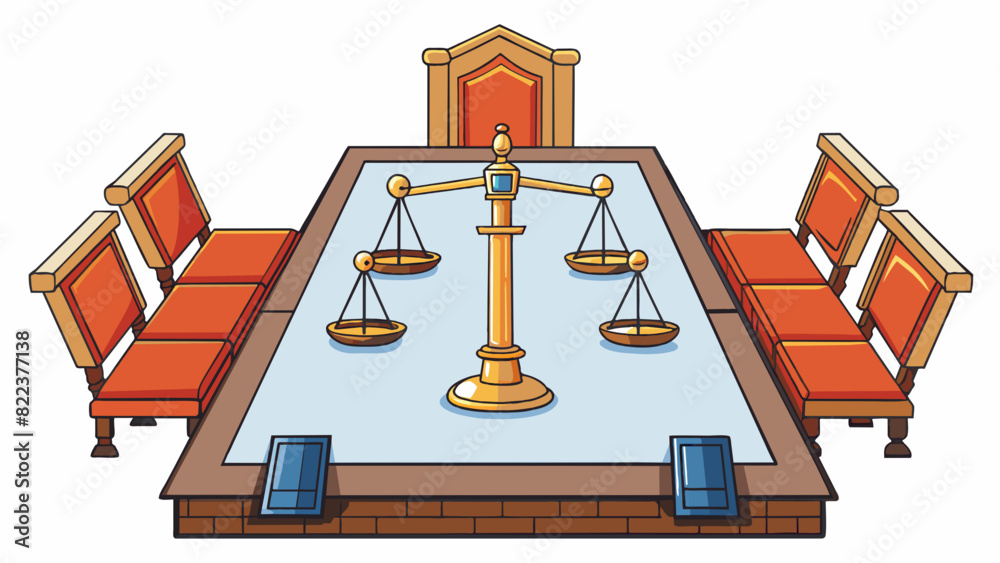 Poster a small room with a long wooden table and highbacked chairs on either side a gavel resting in the ce