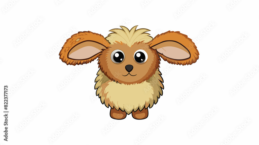 Poster a small oval head with large floppy ears and a long muzzle. the fur on the head is soft and fluffy w