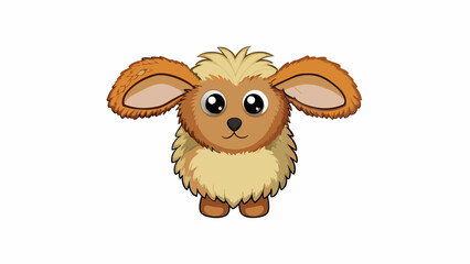 A small oval head with large floppy ears and a long muzzle. The fur on the head is soft and fluffy with shades of brown and white creating a speckled. Cartoon Vector