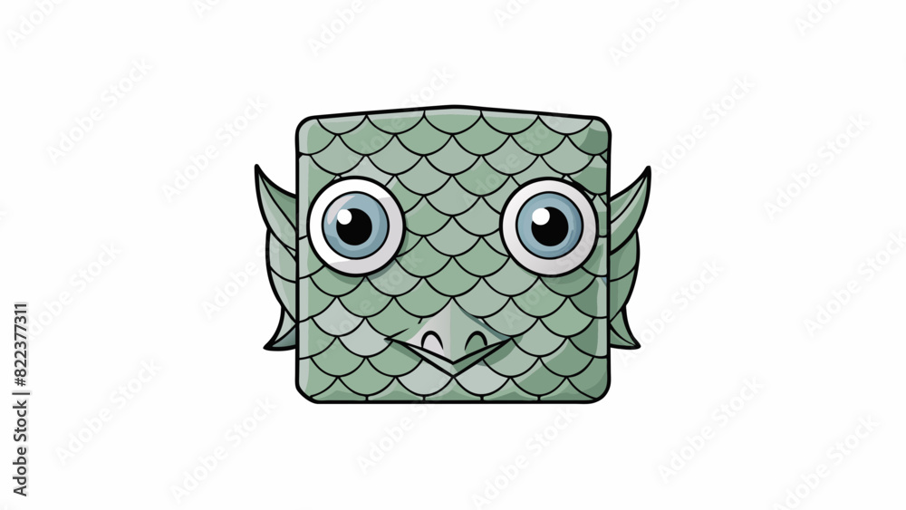 Poster A squareshaped head with pointed ears and a long snout. The head is a pale grey color and is covered in scales giving it a reptilian appearance.. Cartoon Vector